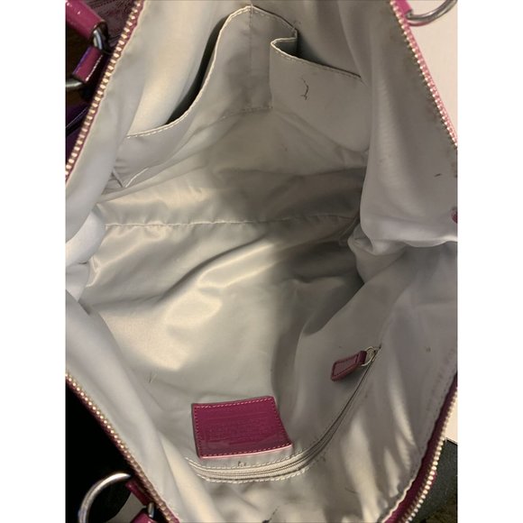 Coach Berry Patent Leather Poppy Daisy Liquid Gloss Tote Bag With Wallet #F20004 - Picture 11 of 15